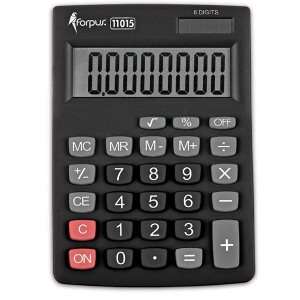 Калькулятор FORPUS 11015, 8 разрядов, двойное питание,145х103х31мм, черный
