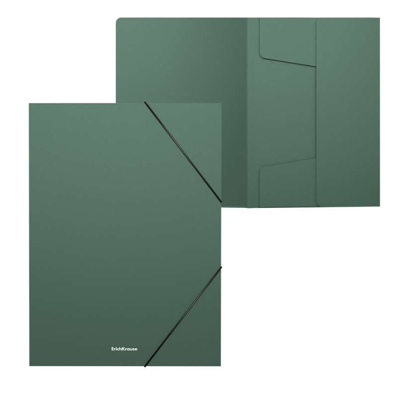 Папка на резинках пластиковая ErichKrause Matt Classic, 30мм, A4, зеленый