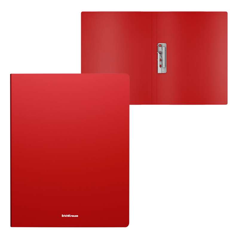Папка с боковым зажимом пластиковая ErichKrause® Matt Classic, A4, красный