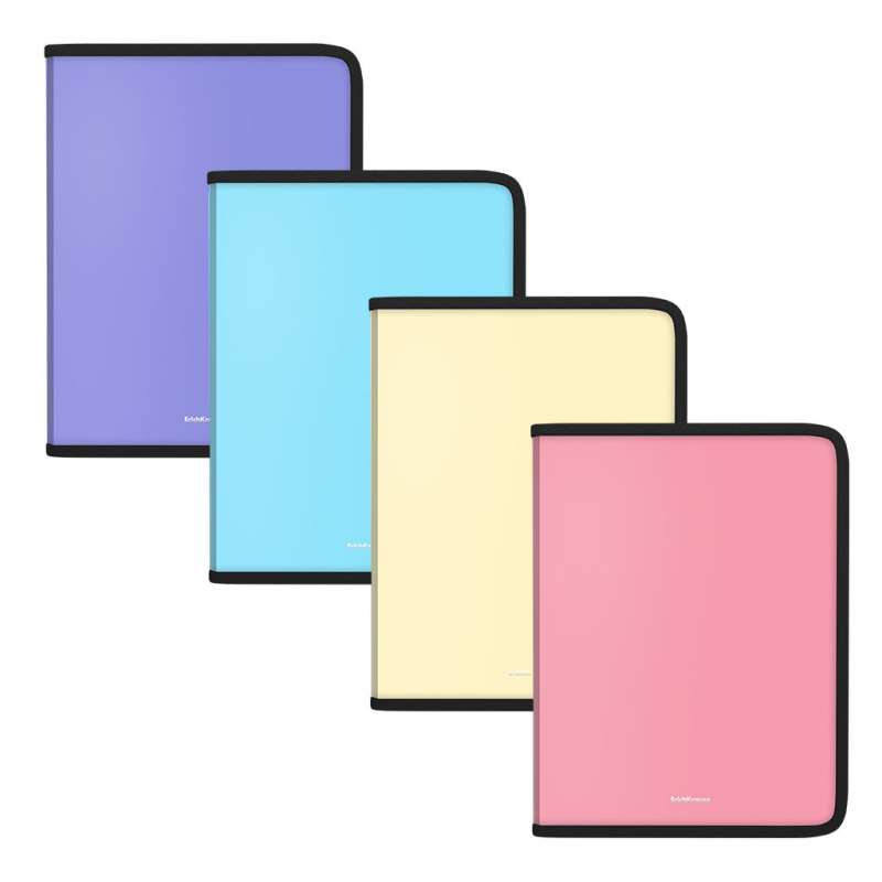 Somu mape uz rāvējslēdzēja plastmasas ErichKrause Matt Pastel, A5+, assorti