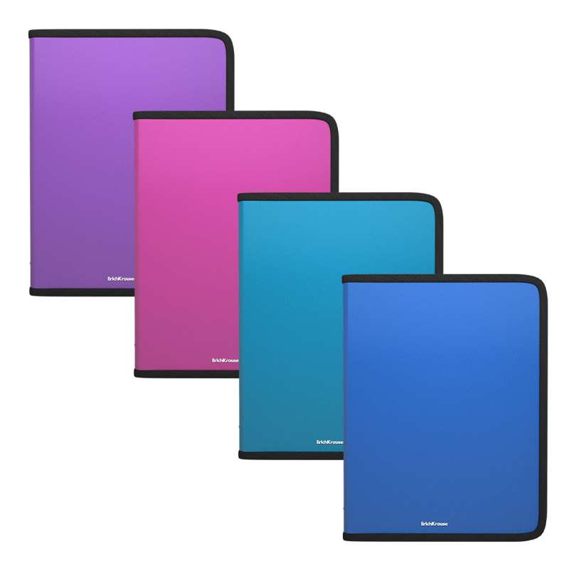 Zippera mape uz piezīmēm plastmasas ErichKrause Diagonal Vivid, A5+, assorti