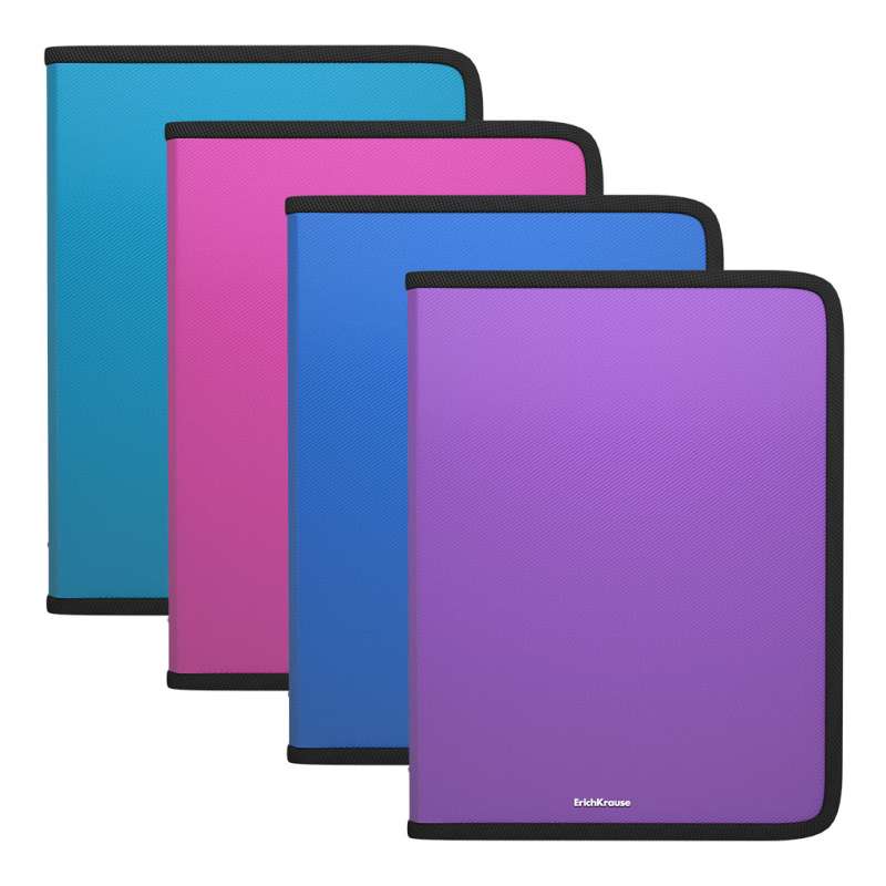 Somu mapes ar rāvējslēdzēju plastmasas ErichKrause Diagonal Vivid, A4+, assorti