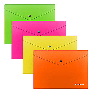 Mape-konvertā uz pogas plastmasas ErichKrause Glossy Neon, puscaurspīdīga, B5, assorti