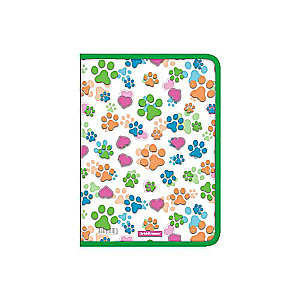 Zippera mape uz piezīmēm plastmasas ErichKrause Neon Paws, A5+