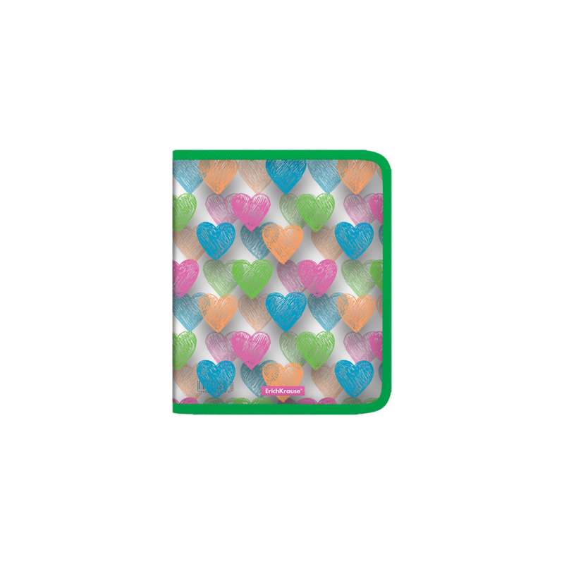 Папка для тетрадей на молнии пластиковая ErichKrause® Neon Hearts, A5+