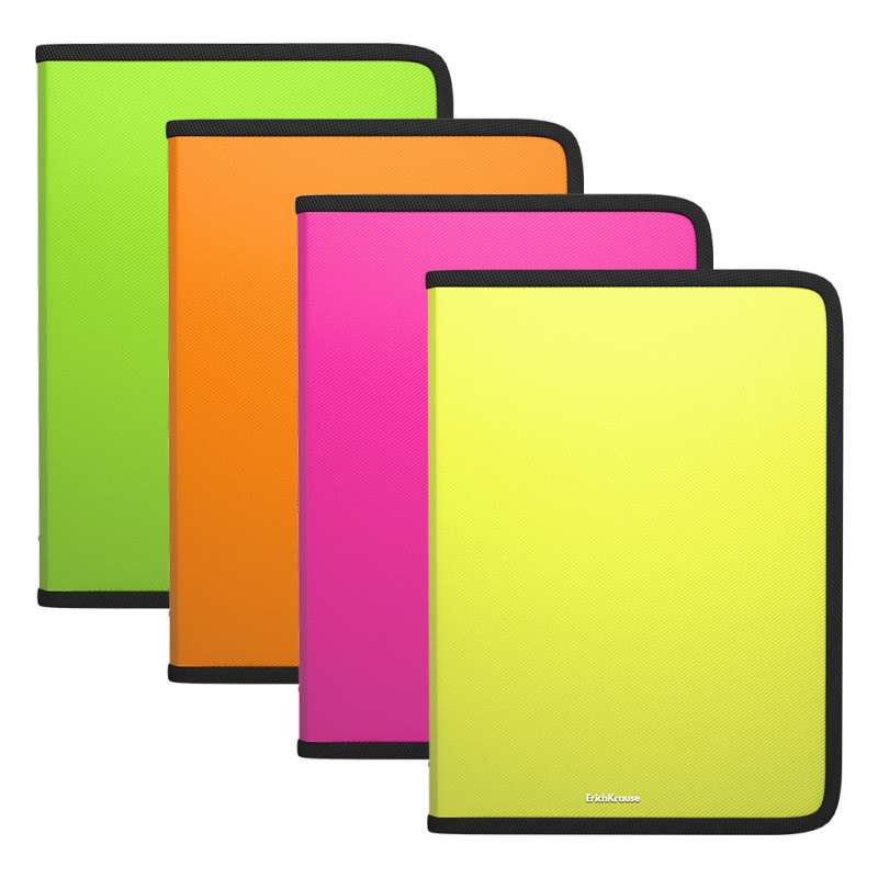 Somu ar rāvējslēdzēju plastmasas ErichKrause Glance Neon, A4+, assorti