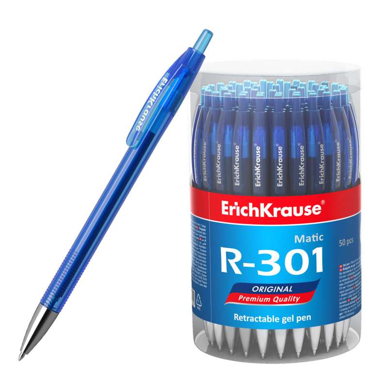 Pildspalva gels aut. 0,5mm zila R-301 Original Gel Matic Erich Krause