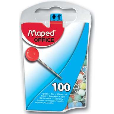 Кнопки-булавки MAPED диспенсер (цветные)