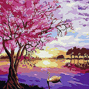 Glezna pēc numuriem - Lilac ainava (16 krāsas)