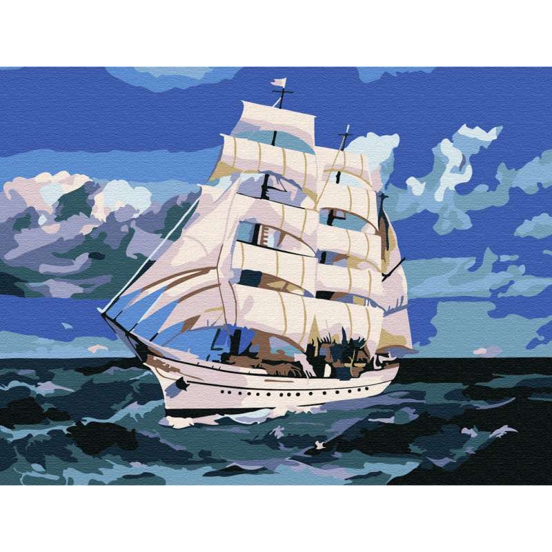 Glezna pēc numuriem -  Kuģis jūrā (14 krāsas)