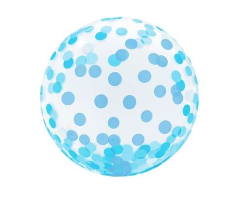 Фольгированный шар 18 "Прозрачный конфетти" синий,46см