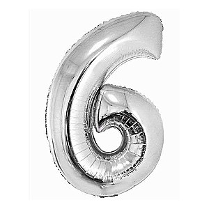 Folijas balons 92cm sudraba Cipars 6