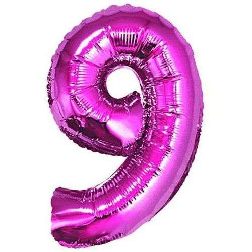Фольгированный шар 92см розовый "Цифра 9"