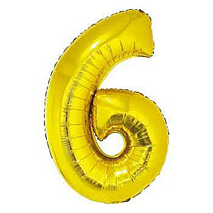 Folijas balons 92cm zelta Cipars 6