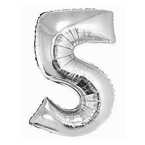 Folijas balons 92cm sudraba Cipars 5