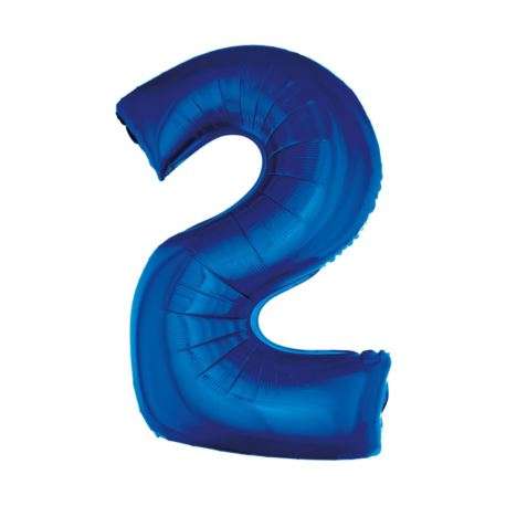 Фольгированный шар 92см синий"Цифра 2"