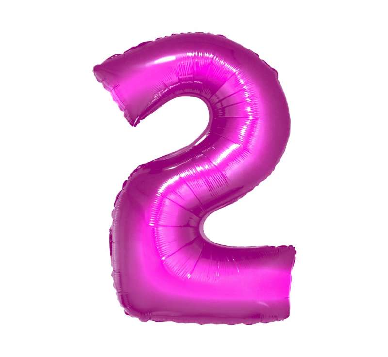Фольгированный шар 92см розовый "Цифра 2"