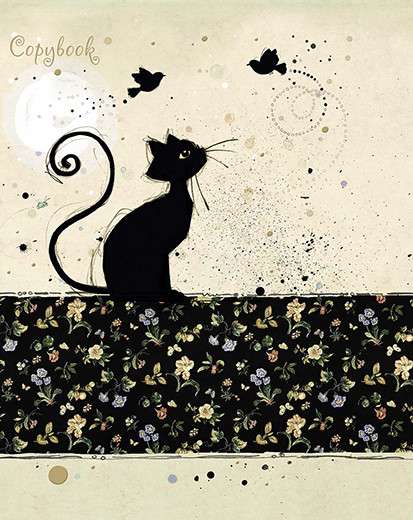 Тетрадь - A5 Черная кошка, 48 стр. в клетку