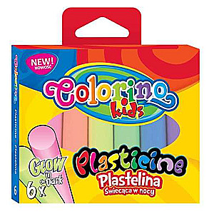 Spīdīgs plastilīns tumsā, 6 krāsas Colorino