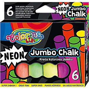 Krāsainie JUMBO krītiņi, 6 krāsas COLORINO NEON