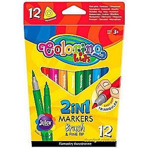 Colorino flomāsteri, Brush&Fine tip, divpusēji, 12 krāsas