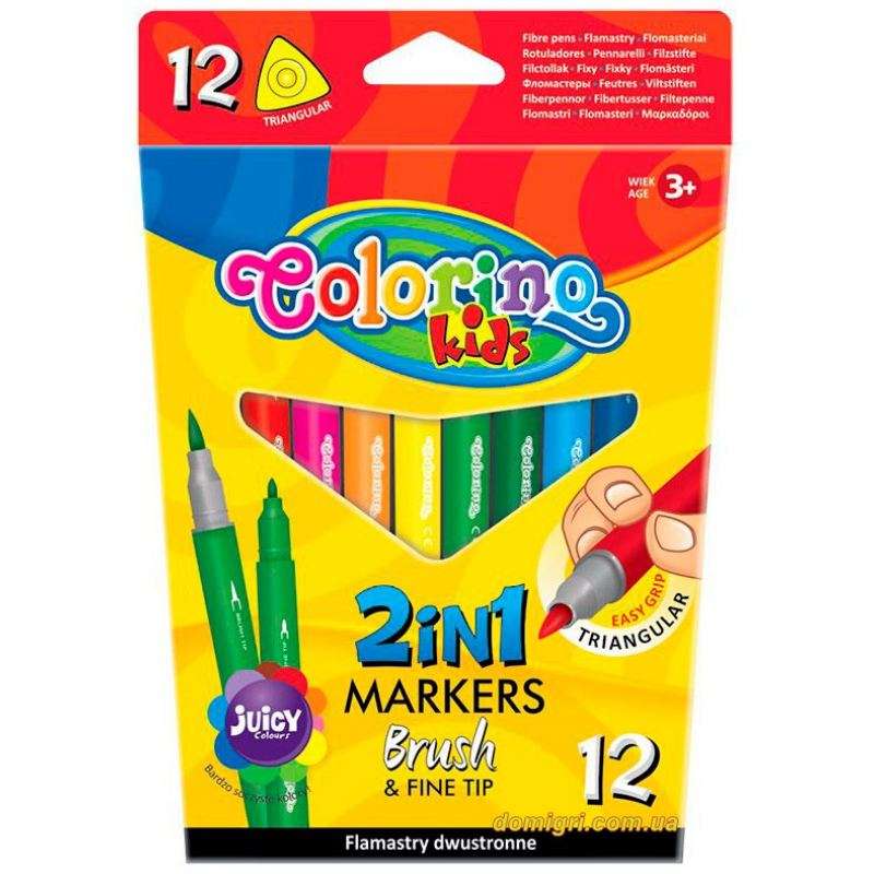 Flomasteri Colorino, Brush&Fine tip,12 krāsas