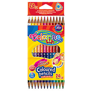 Zīmuļi divpusēji 24 krāsas Kids,trijstūraini COLORINO