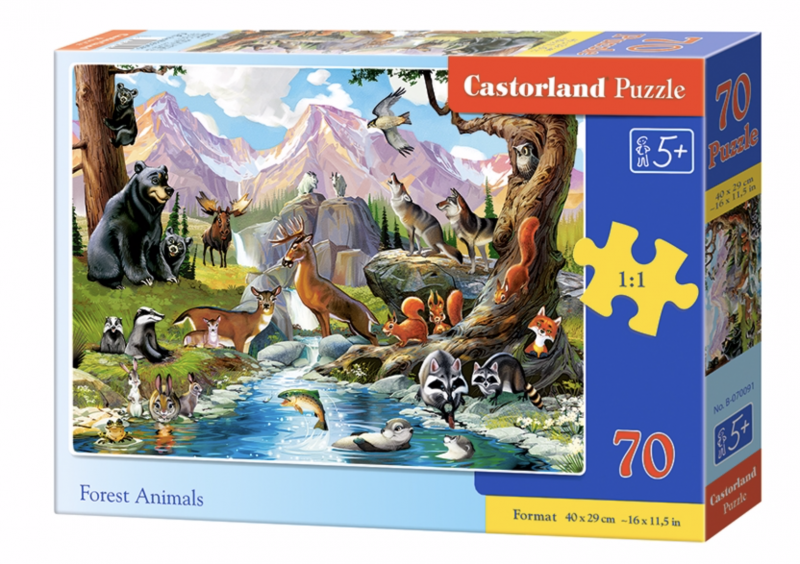 Spēle-puzle Meža dzīvnieki, 70 detaļas
