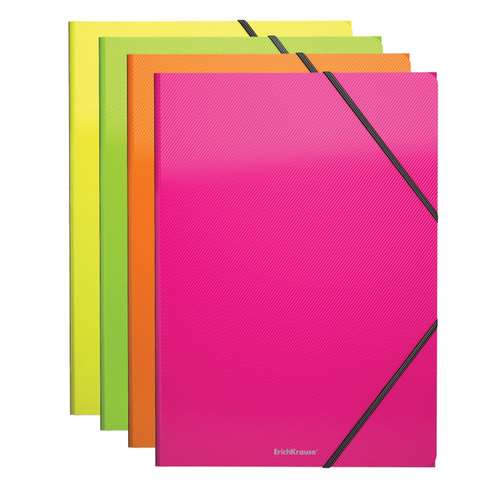 Папка на резинках пластиковая, ErichKrause, 43052, Glance Neon, A4, ассорти