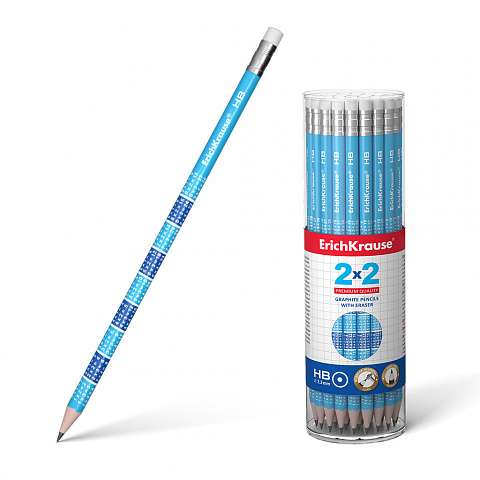 Чернографитный круглый карандаш с ластиком ErichKrause 2x2 HB