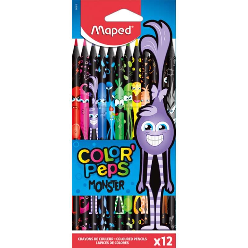 Krāsainie zīmuļi MAPED ColorPeps Monster12 krāsas