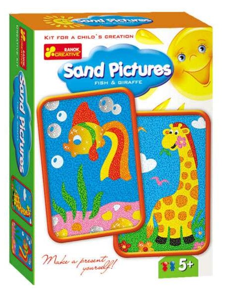 Картина из  песка "Рыба и жираф"