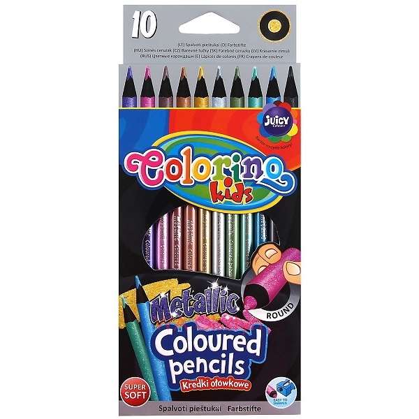 Krāsainie zīmuļi Colorino Metalic, 10 krāsas