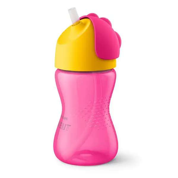 Обучающая бутылочка Philips Avent с эластичной трубочкой, 12м+, 300мл., розовая