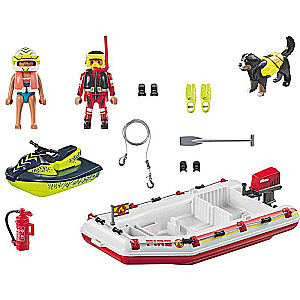 Playmobil - Ugunsdzēsēju brigādes laiva ar ūdens motociklu