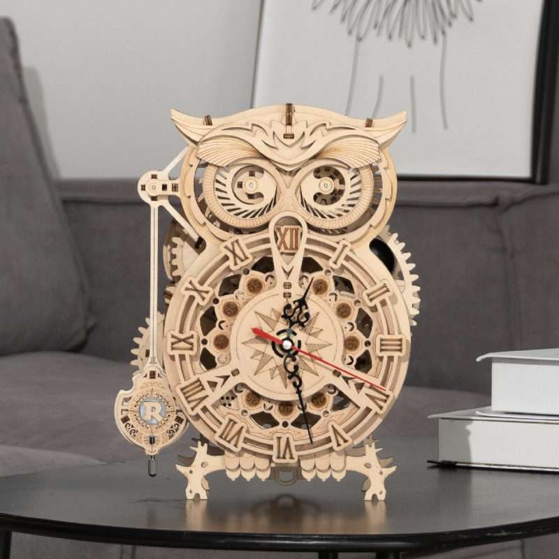 Деревянный 3D пазл ROBOTIME - Owl Clock 