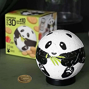 3D Puzle-kasīte + 10 stundas par naudu. Panda. 60 detaļas