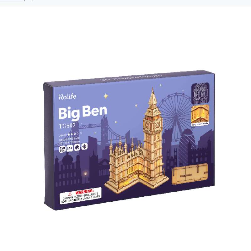 Деревянный 3D пазл ROBOTIME - Big Ben With Lights