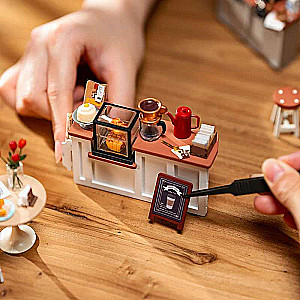 3D saliekamā miniatūra ROBOTIME - kafejnīcas miniatūru māja