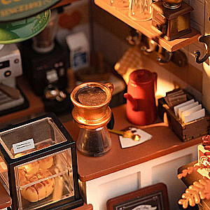 3D saliekamā miniatūra ROBOTIME - kafejnīcas miniatūru māja