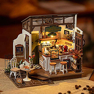 3D saliekamā miniatūra ROBOTIME - kafejnīcas miniatūru māja