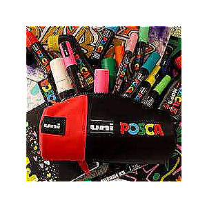 Pena-tubuss UNI Posca 1-nd. 200x85mm, sarkans-melns