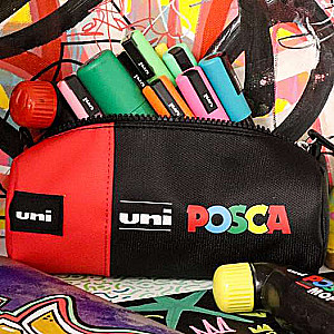 Pena-tubuss UNI Posca 1-nd. 200x85mm, sarkans-melns