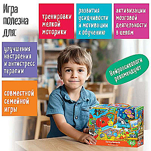 IQ Puzle ar attīstošo spēli 60 gab. Jautri dzīvnieki 4+