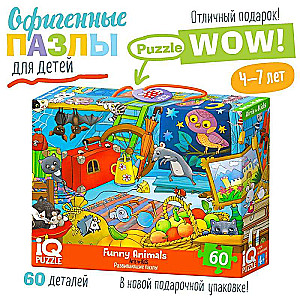 IQ Puzle ar attīstošo spēli 60 gab. Jautri dzīvnieki 4+