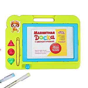 Magnētiskā tāfele ar krāsainām drupatām, 3 zīmogu komplektā, krāsas MIX