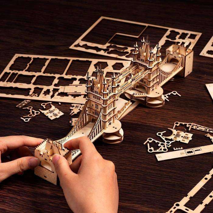 Деревянный 3D пазл ROBOTIME Тауэрский мост, 113 деталей