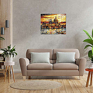 Glezna pēc numuriem uz koka 40x50 ZELTA DEBESS VENECIJĀ 26 krāsas
