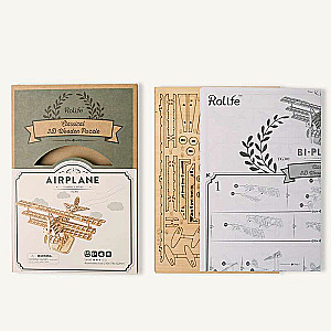 Koka 3D puzle ROBOTIME Bi-Plane, 145 daļas.