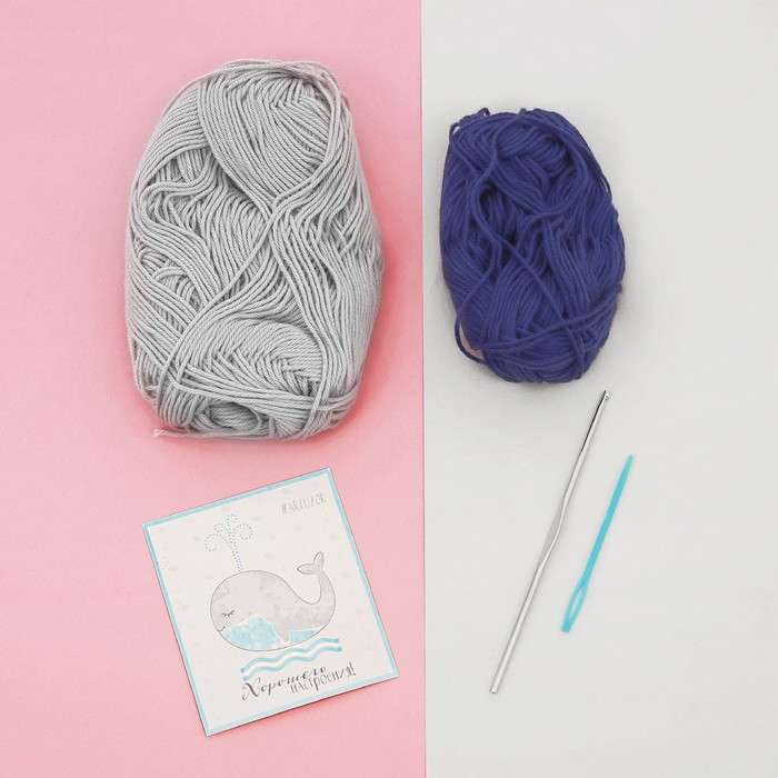 Amiģurumi: Mīkstā rotaļlieta Zilonis Mo, adīšanas komplekts, 10 × 4 × 14 cm